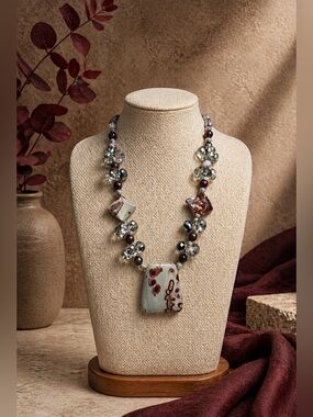 Artisan Made Dendritic Jasper  Statement Necklace.